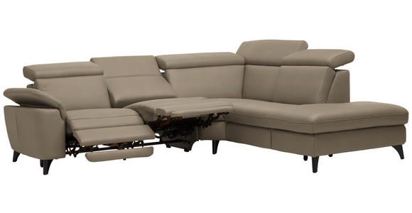 ECKSOFA in Echtleder Braun  - Schwarz/Braun, Design, Leder/Metall (285/239cm) - Cantus