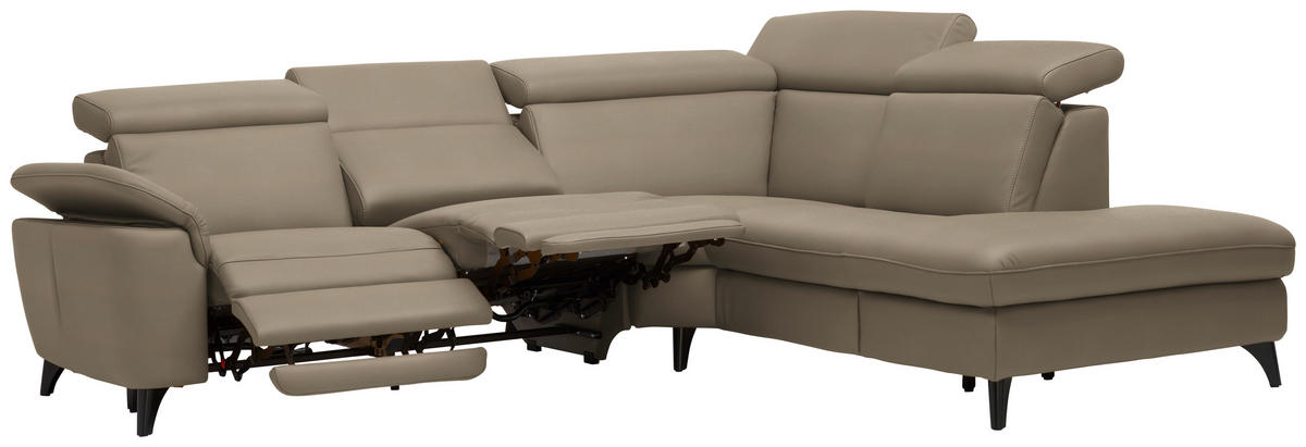 ECKSOFA in Echtleder Braun  285/239 cm  - Schwarz/Braun, Design, Leder/Metall (285/239cm) - Cantus