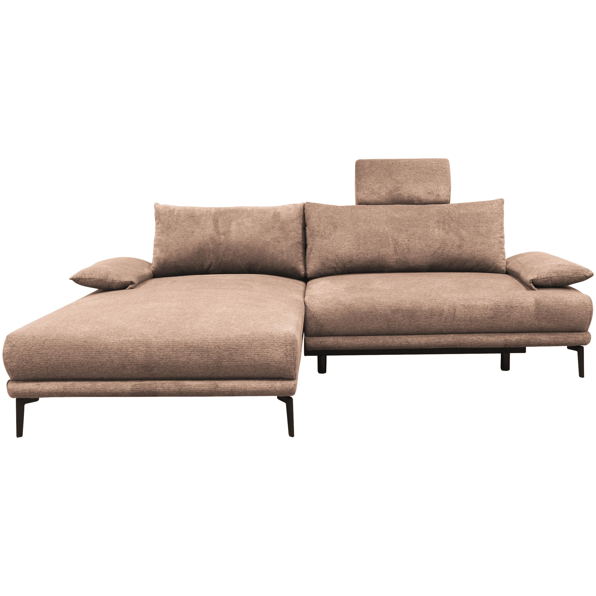 ECKSOFA Beige Webstoff  - Beige/Schwarz, Design, Textil/Metall (192/260cm) - MID.YOU