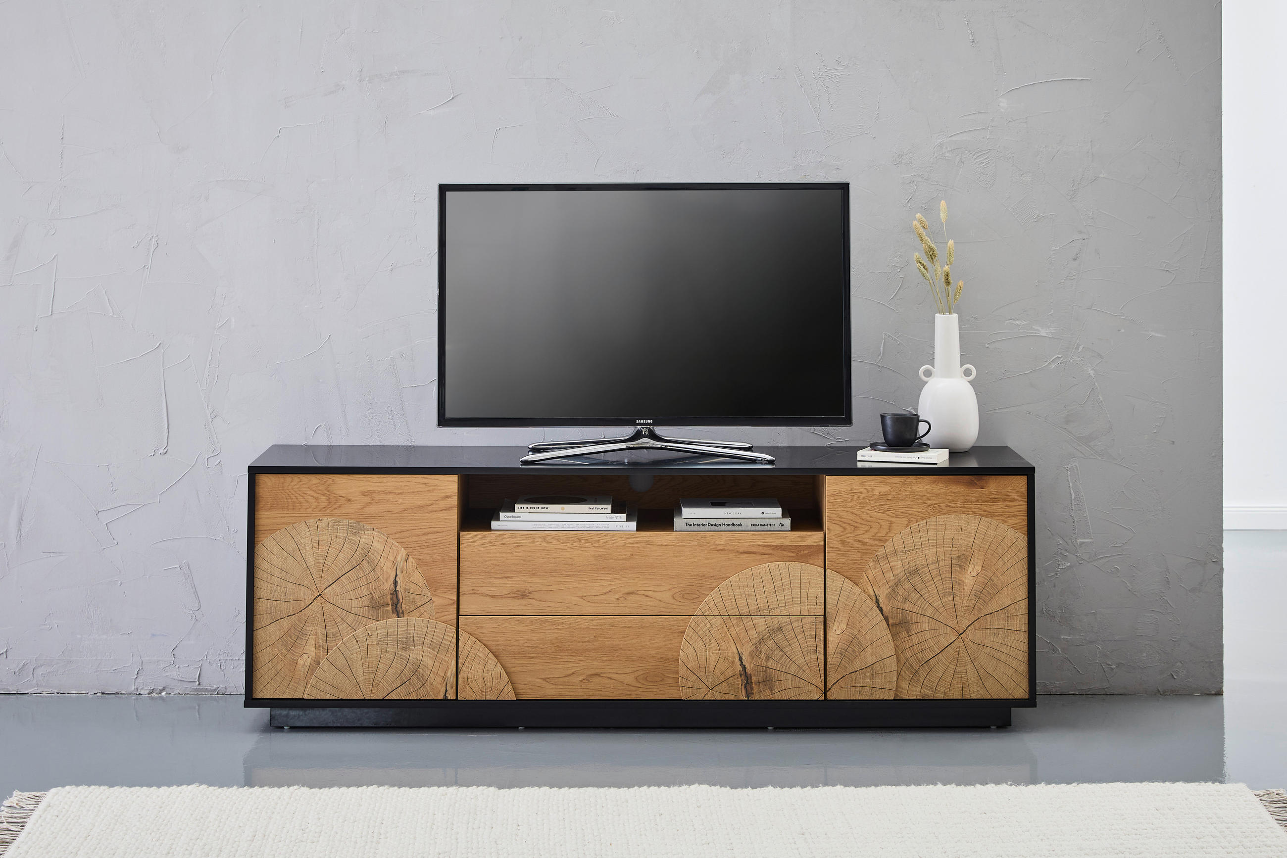 LOWBOARD in 170/56/40 cm - couleur de chêne/noir, Lifestyle, matériau de bois (170/56/40cm) - Xora