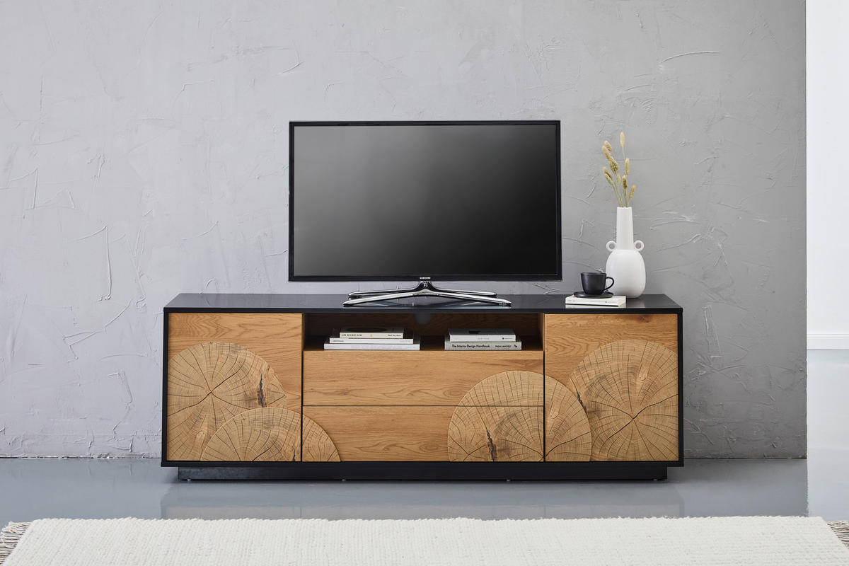 TV-SZEKRÉNY 170/56/40 cm  - tölgyfa színű/fekete, Lifestyle, faalapú anyag (170/56/40cm) - Xora