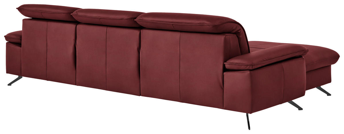 ECKSOFA  Echtleder Rot  - Rot/Schwarz, Design, Leder/Metall (169/307cm) - Beldomo Premium