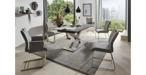 SITZBANK 140/87,5/62 cm in Edelstahlfarben, Dunkelgrau - Edelstahlfarben/Dunkelgrau, Design, Textil/Metall (140/87,5/62cm) - Dieter Knoll