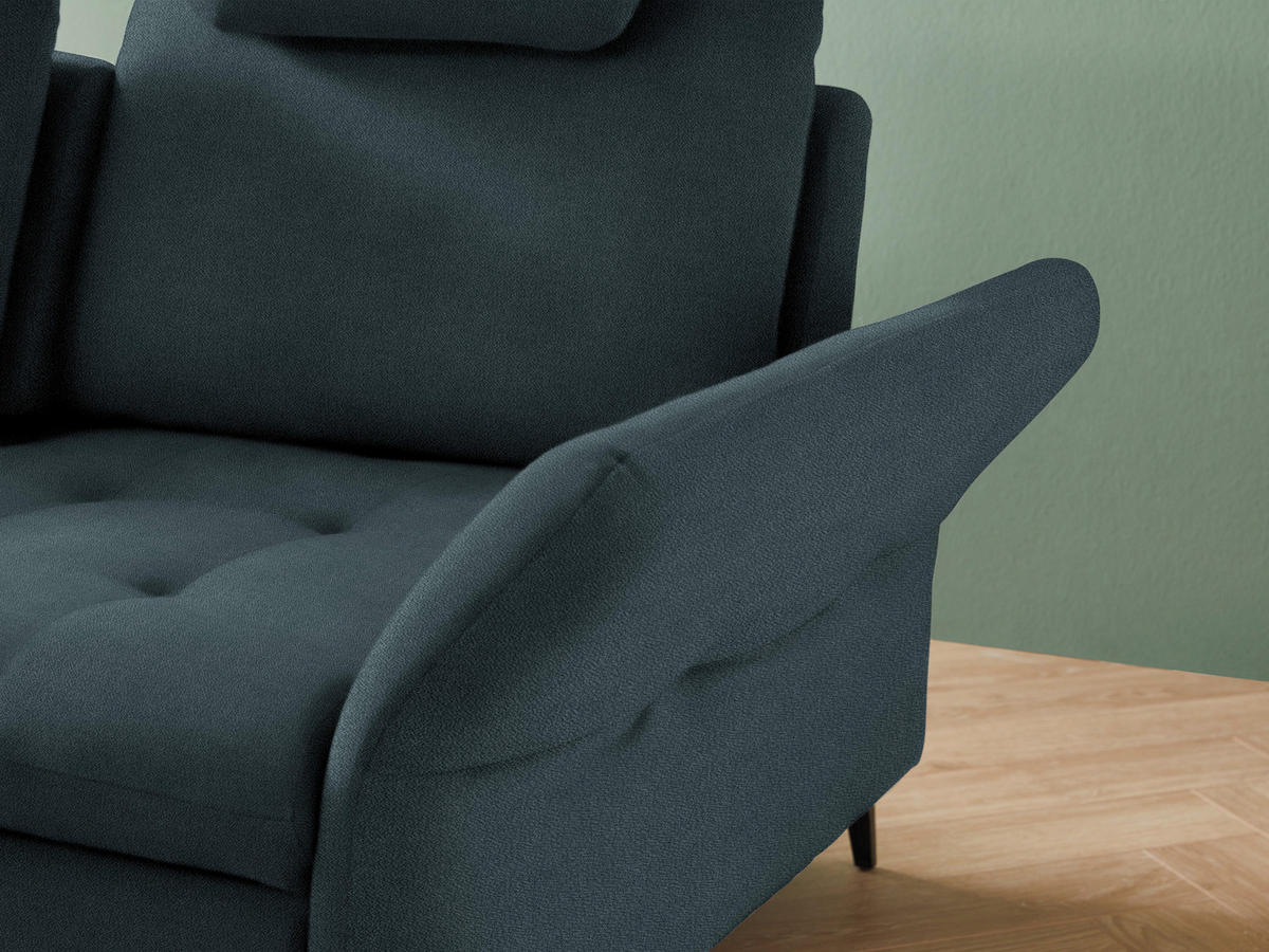 ECKSOFA Blau Flachgewebe  - Blau/Schwarz, Natur, Textil/Metall (233/288cm) - Valnatura