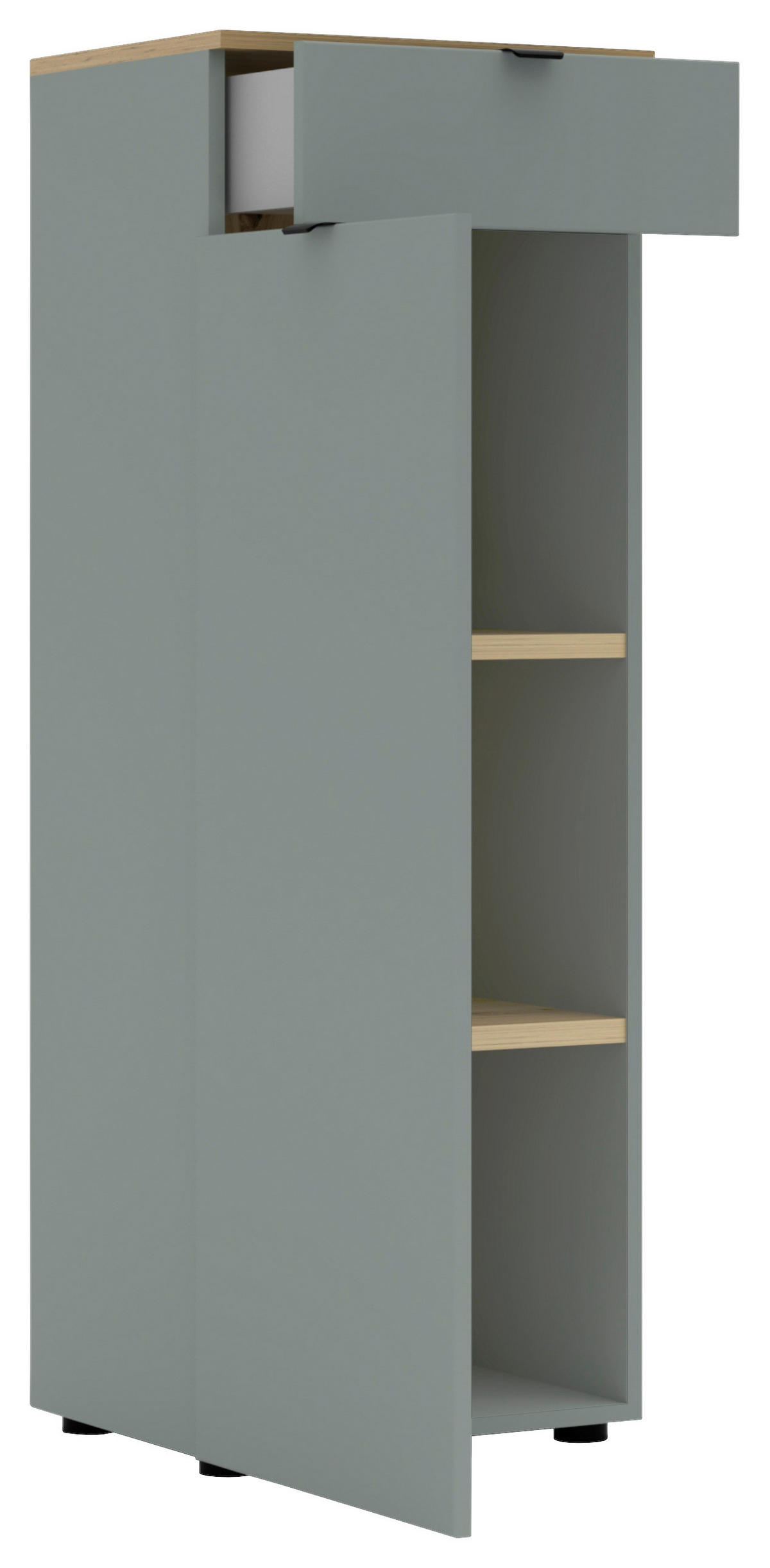 KOMMODE , 45/127/38 cm, 1 Schublade(n)  - Schilfgrün/Schwarz, KONVENTIONELL, Holzwerkstoff/Metall (45/127/38cm) - Voleo