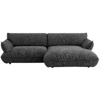 ECKSOFA in Flachgewebe Graubraun  - Graubraun/Schwarz, Design, Kunststoff/Textil (264/185cm) - Emilio Belluti