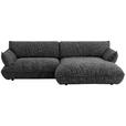 ECKSOFA in Flachgewebe Graubraun  264/185 cm  - Graubraun/Schwarz, Design, Kunststoff/Textil (264/185cm) - Emilio Belluti