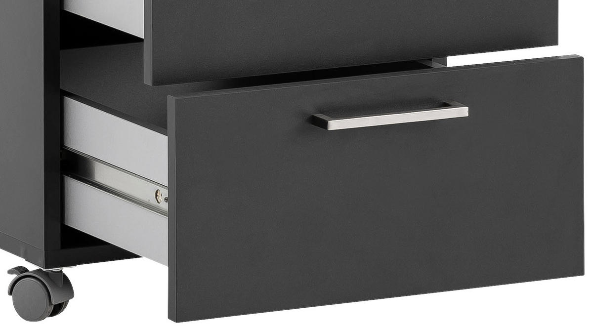ROLLCONTAINER Anthrazit  - Anthrazit/Nickelfarben, KONVENTIONELL, Holzwerkstoff/Metall (41,2/60,1/49,6cm) - MID.YOU