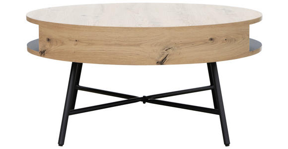 COUCHTISCH in Metall, Holzwerkstoff 80/80/38 cm  - Eichefarben/Schwarz, Design, Holzwerkstoff/Metall (80/80/38cm) - Carryhome