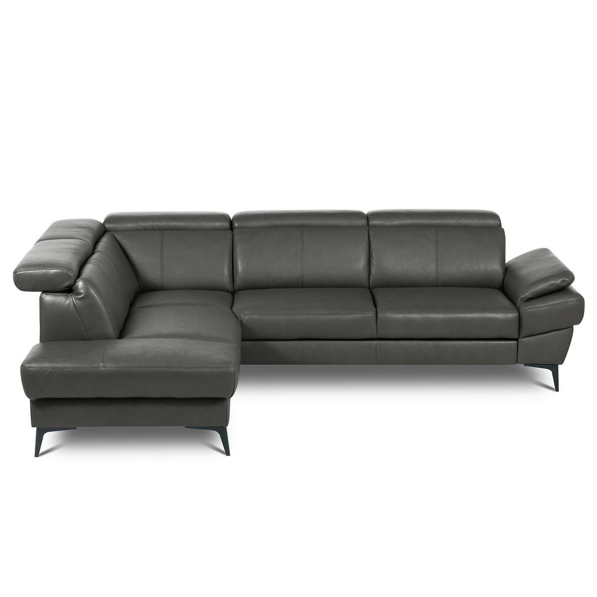 ECKSOFA  in Lederlook Echtleder Anthrazit  - Anthrazit/Schwarz, Design, Leder/Textil (211/264cm) - Livetastic