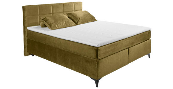 BOXSPRINGBETT 180/200 cm,  in Olivgrün  - Schwarz/Olivgrün, Design, Holzwerkstoff/Kunststoff (180/200cm) - Xora