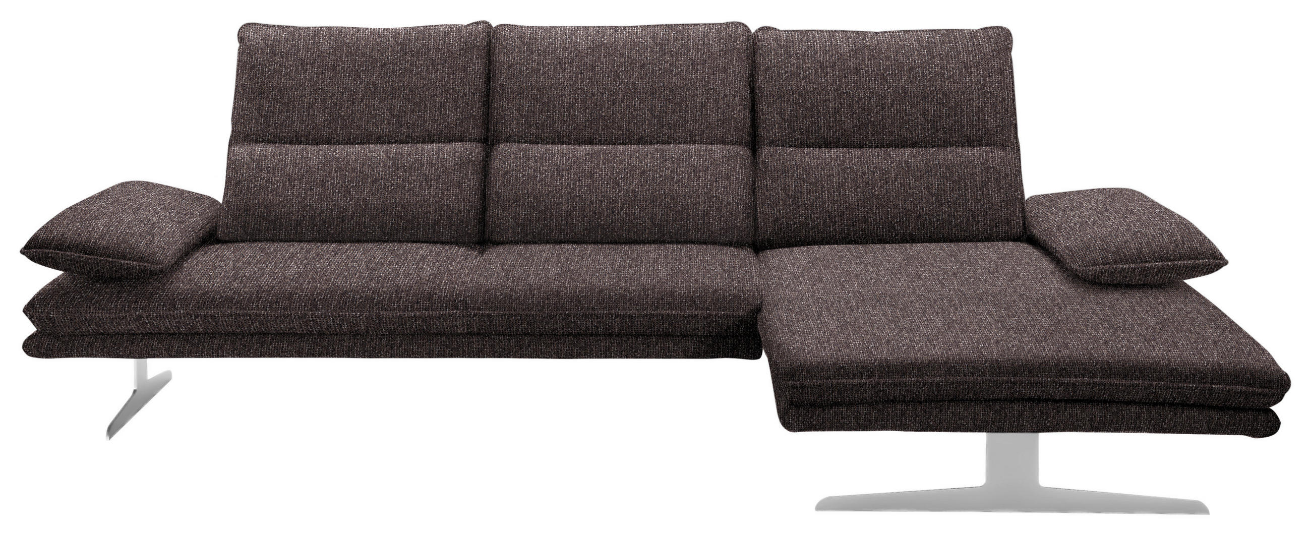 ECKSOFA Dunkelbraun - Edelstahlfarben/Dunkelbraun, Design, Textil/Metall (291/164cm) - Chilliano