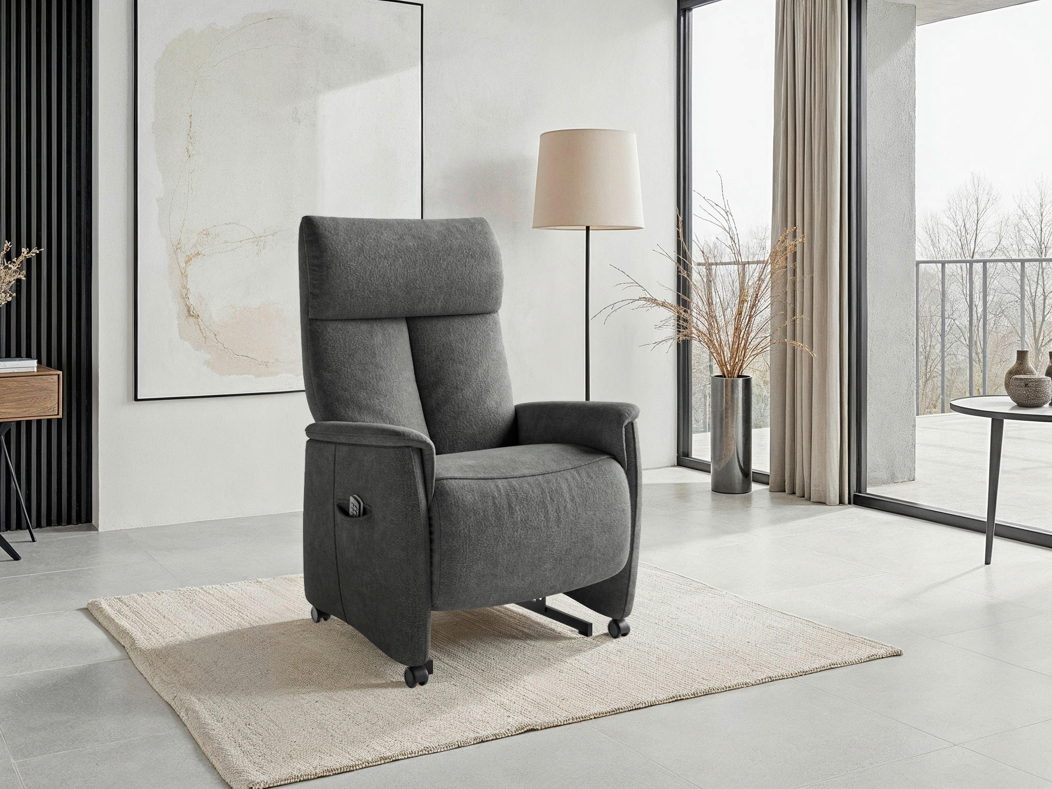 RELAXSESSEL in Textil Dunkelgrau  - Dunkelgrau/Schwarz, Basics, Kunststoff/Textil (76/119/84cm) - Sit & More