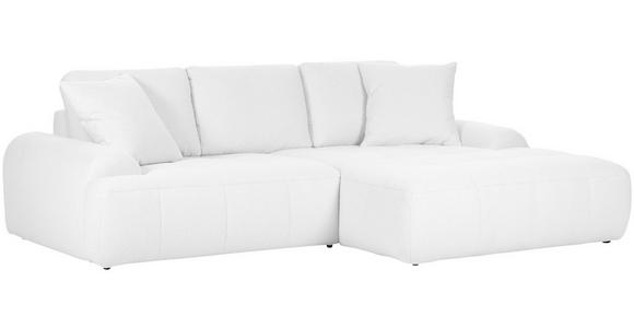 ECKSOFA in Flachgewebe Weiß  - Schwarz/Weiß, KONVENTIONELL, Kunststoff/Textil (286/195cm) - Carryhome