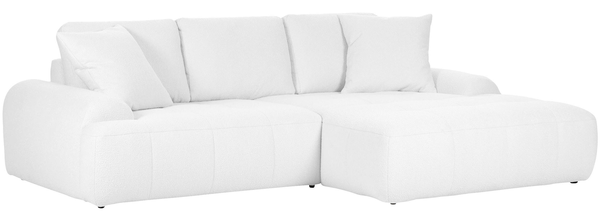 ECKSOFA Weiß Flachgewebe  - Schwarz/Weiß, KONVENTIONELL, Kunststoff/Textil (286/195cm) - Carryhome