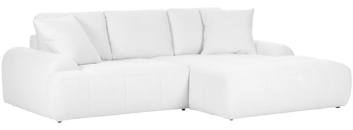ECKSOFA in Flachgewebe Weiss  - Weiss/Schwarz, Konventionell, Kunststoff/Textil (286/195cm) - Carryhome