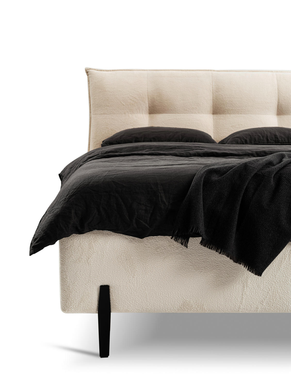 TAPECIRANI KREVET   180/200 cm   krem  - crna/krem, Moderno, drvo/metal (180/200cm) - MID.YOU