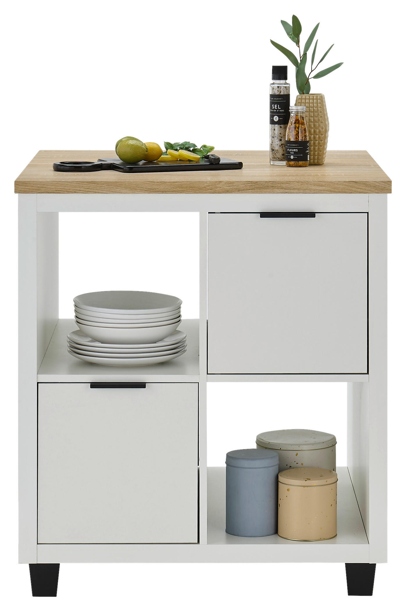 KÜCHENINSEL 82/91/82 cm  in Weiß, Eiche Artisan  - Schwarz/Weiß, Design, Holzwerkstoff/Kunststoff (82/91/82cm) - MID.YOU