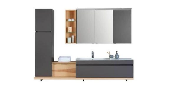 BADEZIMMER in 207 cm - Graubraun/Eschefarben, MODERN, Glas/Holz (207cm) - Novel