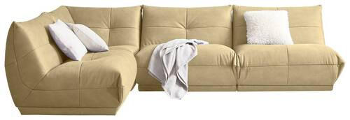 ECKSOFA Beige Lederlook  - Beige, Trend, Textil (210/315cm) - Livetastic