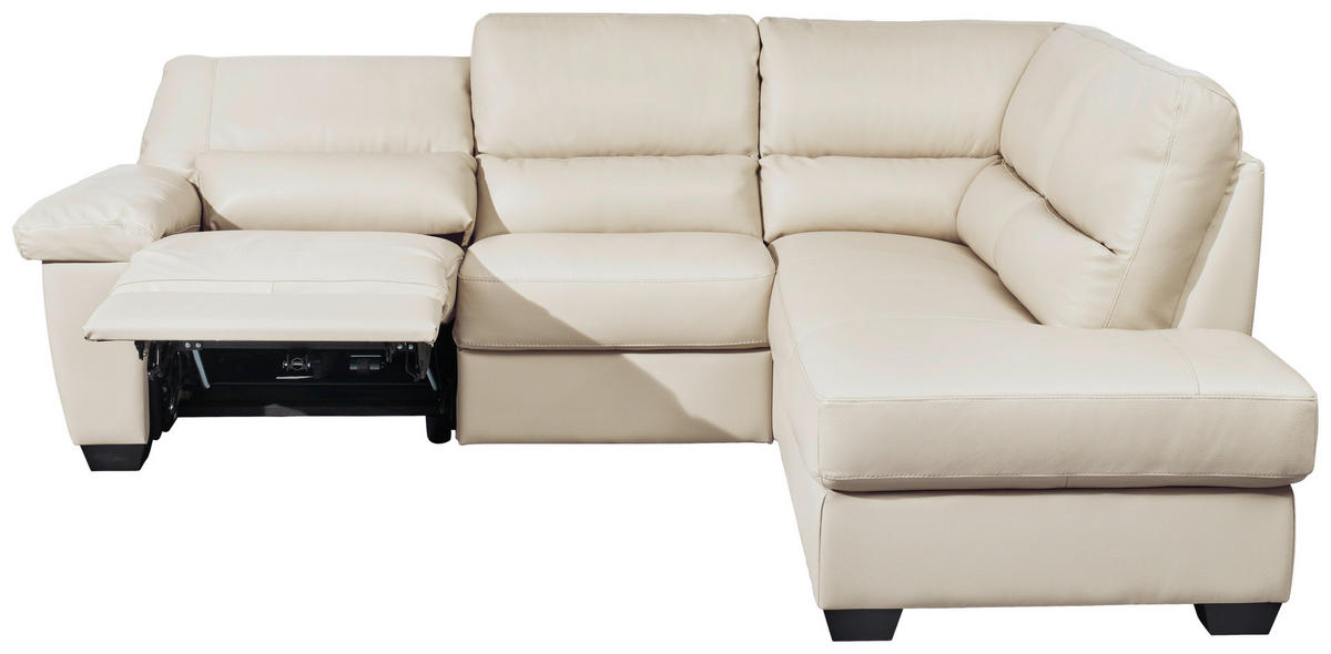 ECKSOFA Weiß Kombination Echtleder/Lederlook  - Weiß, KONVENTIONELL, Leder/Kunststoff (248/201cm) - Livetastic