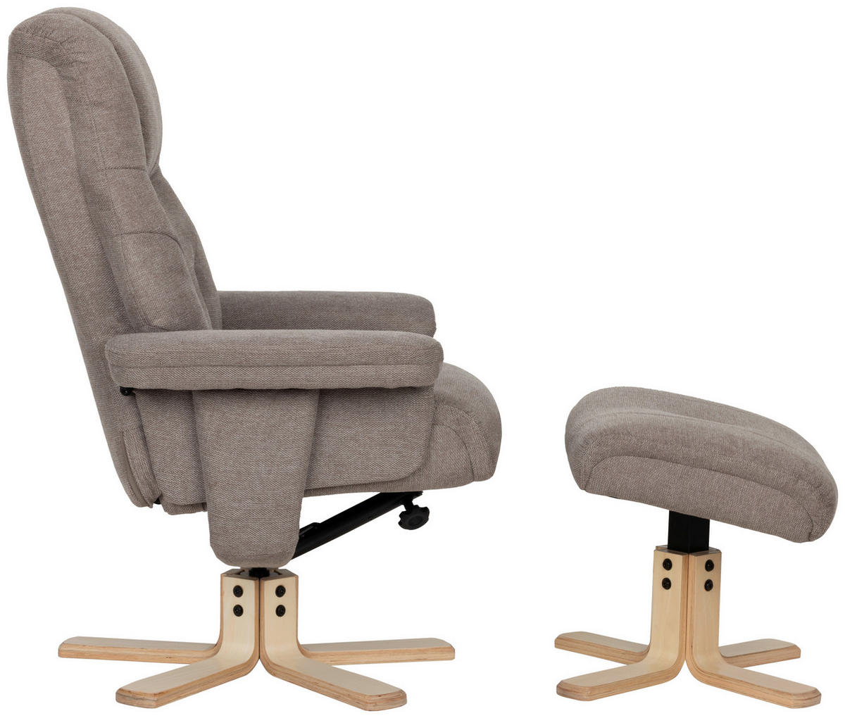 RELAXSESSELSET Webstoff    - Naturfarben/Grau, Design, Holz/Textil (80/109/79cm) - Livetastic