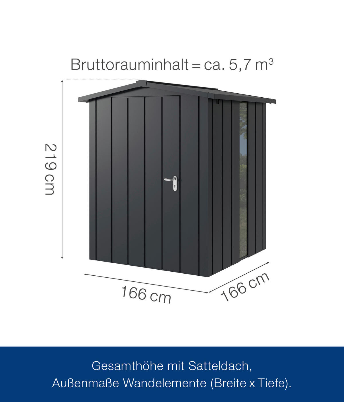 GERÄTEHAUS 187/219/181 cm  - Anthrazit, Basics, Metall (187/219/181cm)