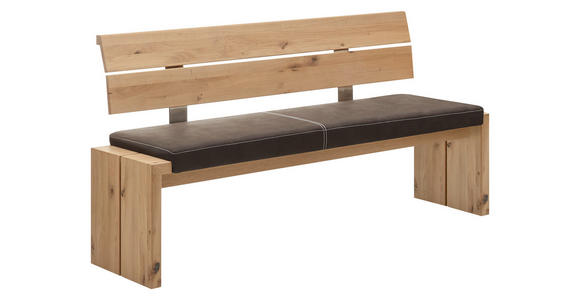 SITZBANK 160/84/56 cm Flachgewebe Braun, Eichefarben Asteiche massiv Holz  - Eichefarben/Braun, Natur, Holz/Textil (160/84/56cm) - Linea Natura