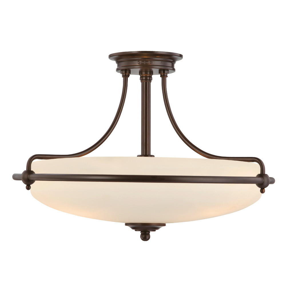 DECKENLEUCHTE  53.3/35.6 cm    - Dunkelbraun/Bronzefarben, Romantik / Landhaus, Glas/Metall (53.3/35.6cm) - Elstead Lighting