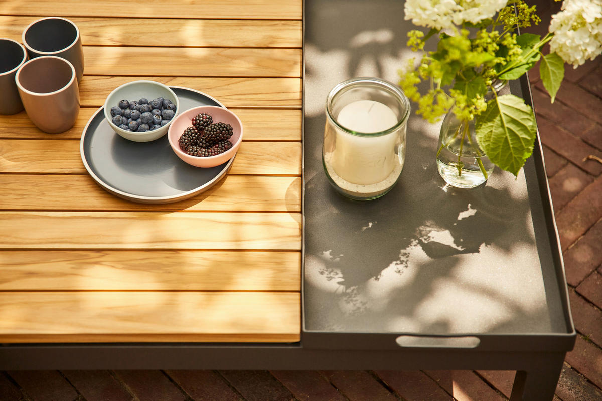 LOUNGETISCH 102/70/27,5 cm Holz  - Anthrazit/Teakfarben, MODERN, Holz/Metall (102/70/27,5cm) - Siena Garden