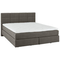 BOXSPRINGBETT 180/200 cm,  in Braun, Topper, Matratzen, unterschiedliche Matratzenhärtegrade je Bettseite, H3 + H4 = fest + sehr fest  - Schwarz/Braun, Design, Kunststoff/Textil (180/200cm) - Dieter Knoll