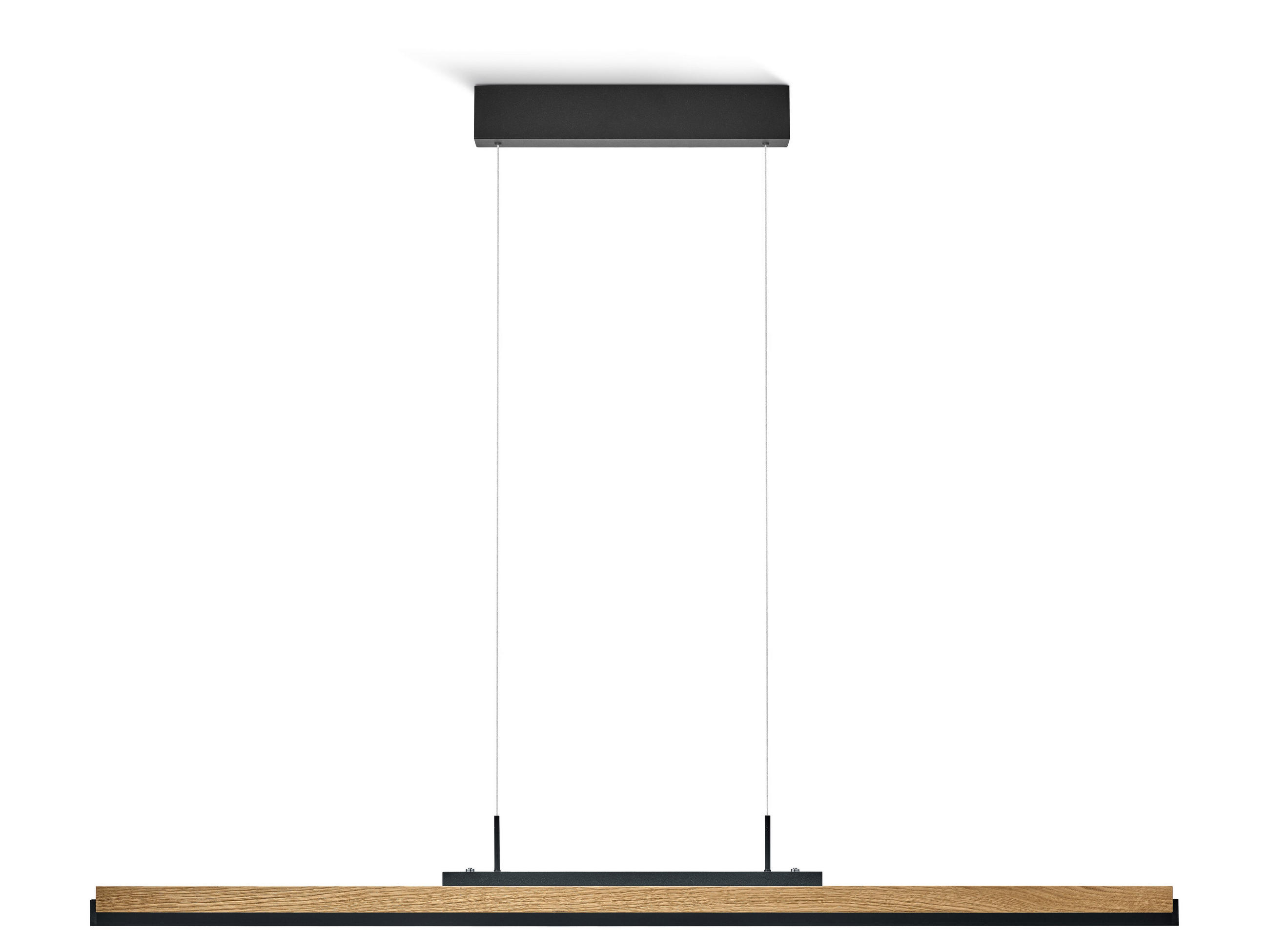 LED-HÄNGELEUCHTE Arian 120/3/20-150 cm   - Schwarz, Natur, Metall (120/3/20-150cm) - Herzblut