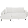 ECKSOFA Weiß Chenille Zierkissen, Bettkasten, Schlaffunktion, Rücken echt, Kopfteilverstellung, Liegefläche im Originalstoff  - Schwarz/Weiß, KONVENTIONELL, Textil/Metall (185/266cm) - Carryhome