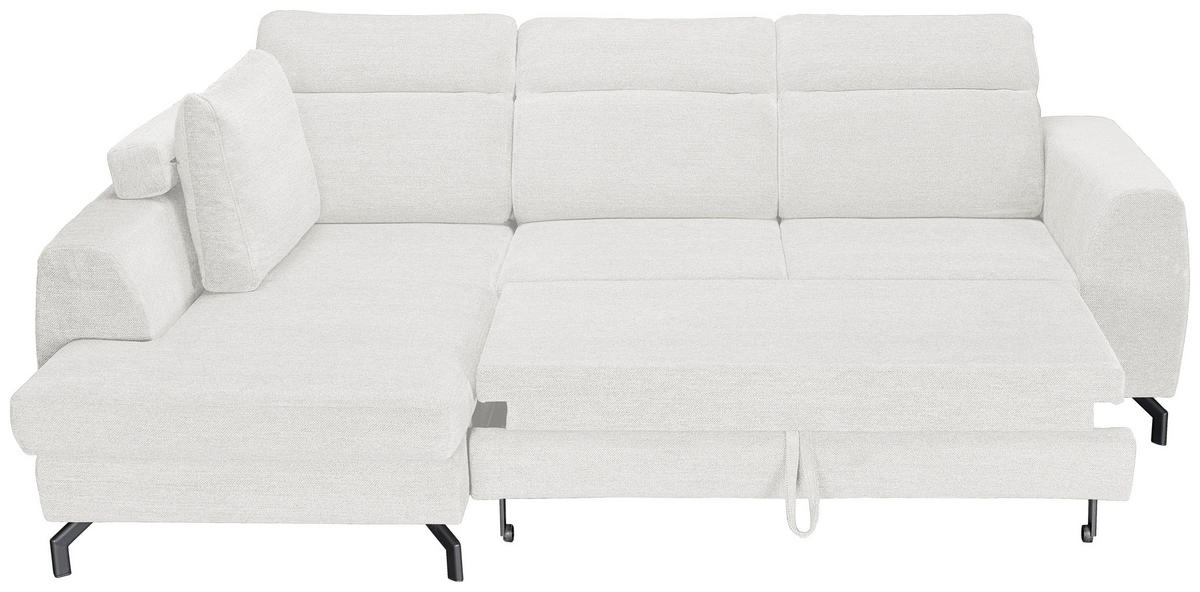 ECKSOFA Weiß Chenille  - Schwarz/Weiß, KONVENTIONELL, Textil/Metall (185/266cm) - Carryhome