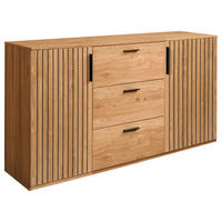 KOMODA, dub, farba duba, 147/94/42 cm - čierna/farba duba, Lifestyle, drevo/kompozitné drevo (147/94/42cm) - Linea Natura