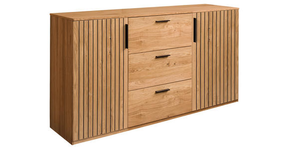 KOMMODE Rubea  in 147/94/42 cm  - Eichefarben/Schwarz, LIFESTYLE, Holz/Holzwerkstoff (147/94/42cm) - Linea Natura
