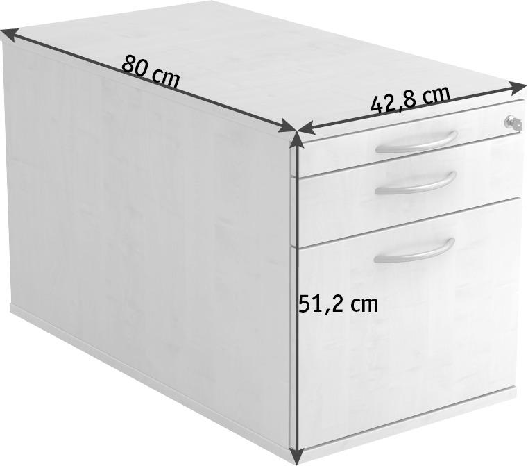 ROLLCONTAINER Grau  - Alufarben/Grau, KONVENTIONELL, Holzwerkstoff/Kunststoff (42,8/51,2/80cm) - Venda