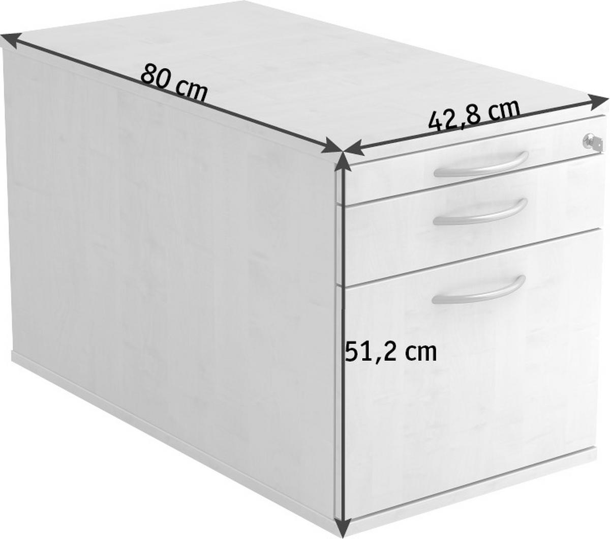 ROLLCONTAINER Grau  - Alufarben/Grau, KONVENTIONELL, Holzwerkstoff/Kunststoff (42,8/51,2/80cm) - Venda