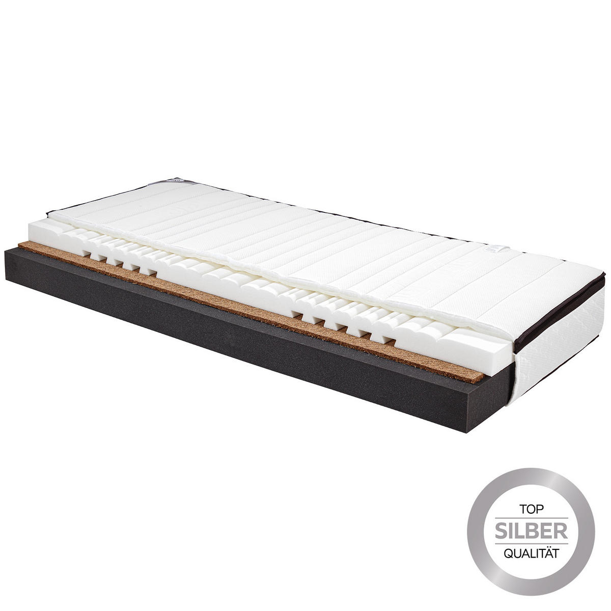 KALTSCHAUMMATRATZE KOKOS, 90/200 cm, Höhe ca.: 24 cm, H4 = sehr fest, 7-Zonen - Weiß Hochglanz, Textil (90/200cm) - Ele