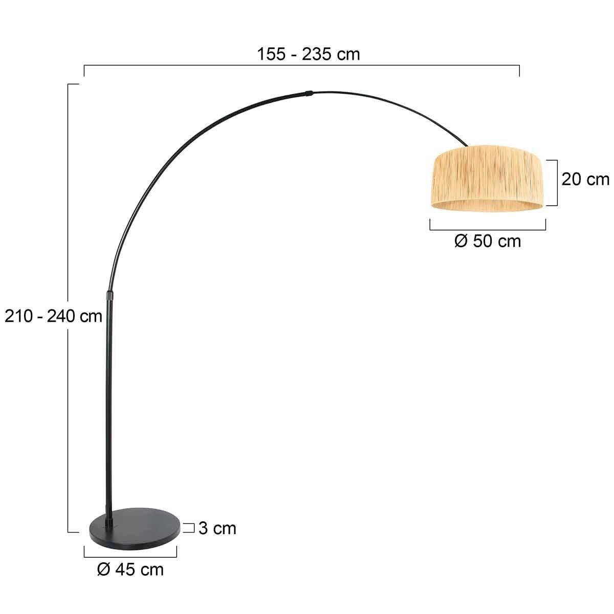 STEHLEUCHTE SPARKLED LIGHT 50/240/230 cm  - Beige/Schwarz, Trend, Naturmaterialien/Metall (50/240/230cm)