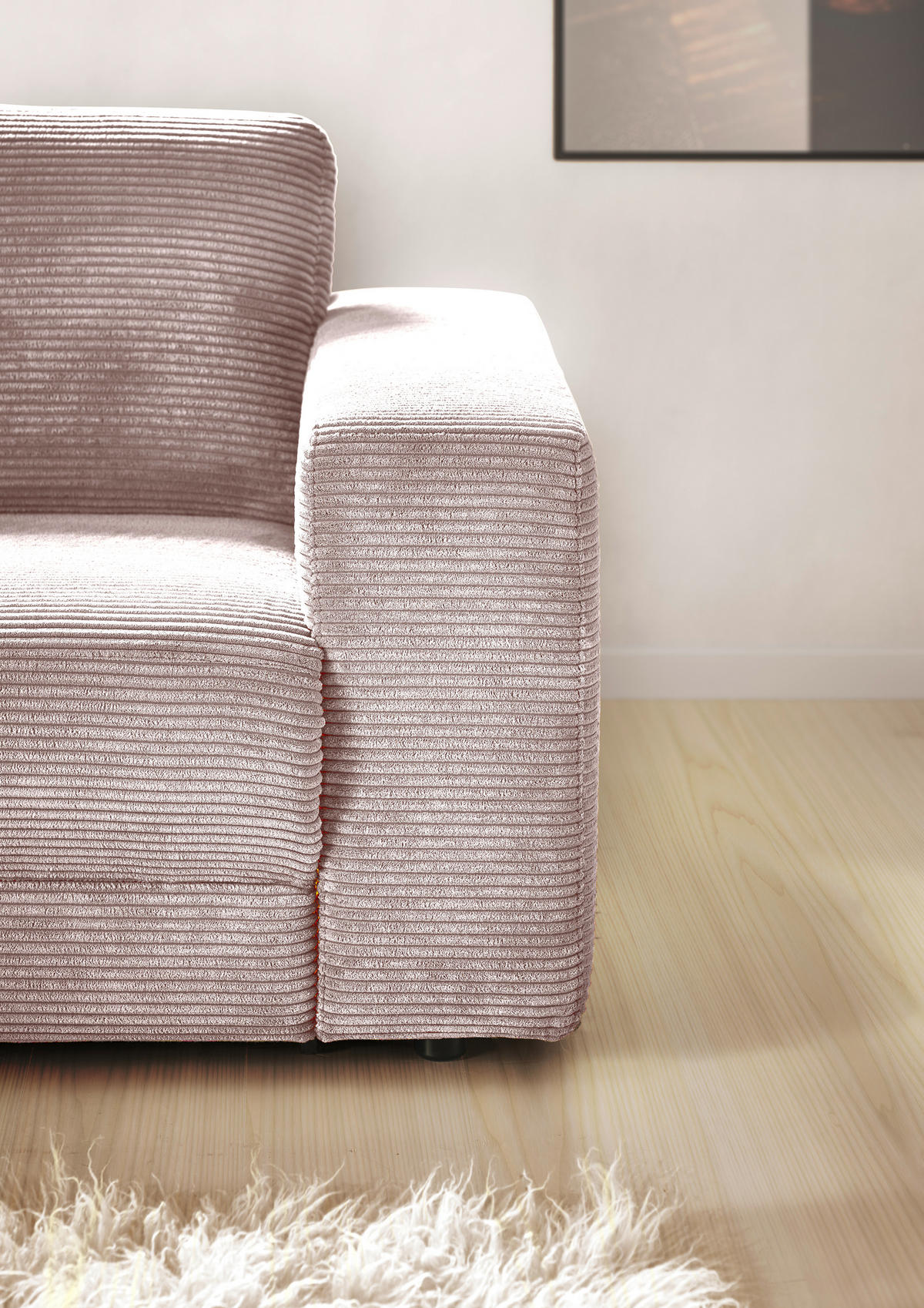 ECKSOFA in Cord Rosa  - Schwarz/Rosa, Design, Kunststoff/Textil (168/296cm) - Pure Home Lifestyle