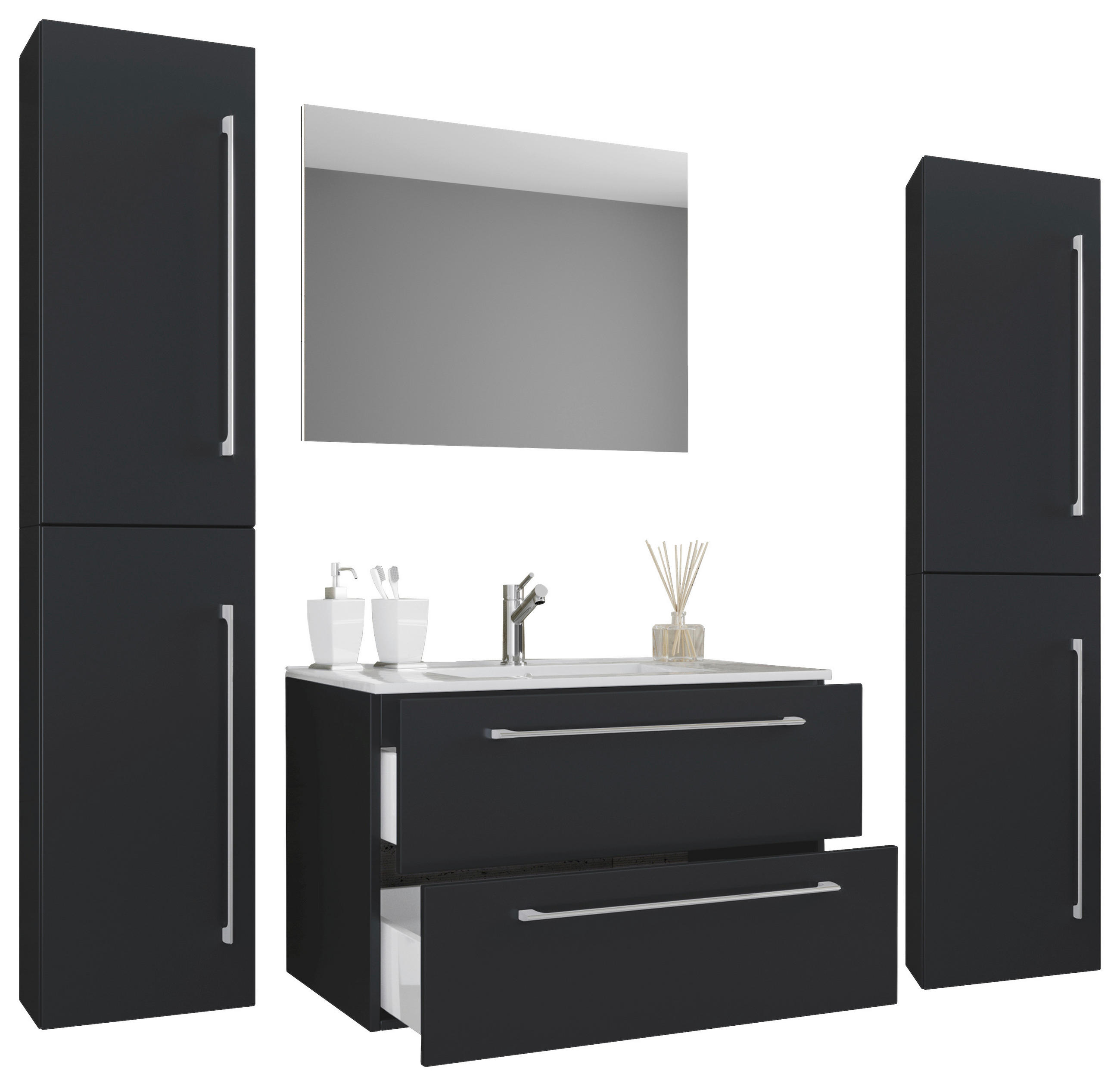 BADEZIMMER in 127 cm - Weiss/Schwarz, Modern, Keramik/Holzwerkstoff (127cm) - MID.YOU