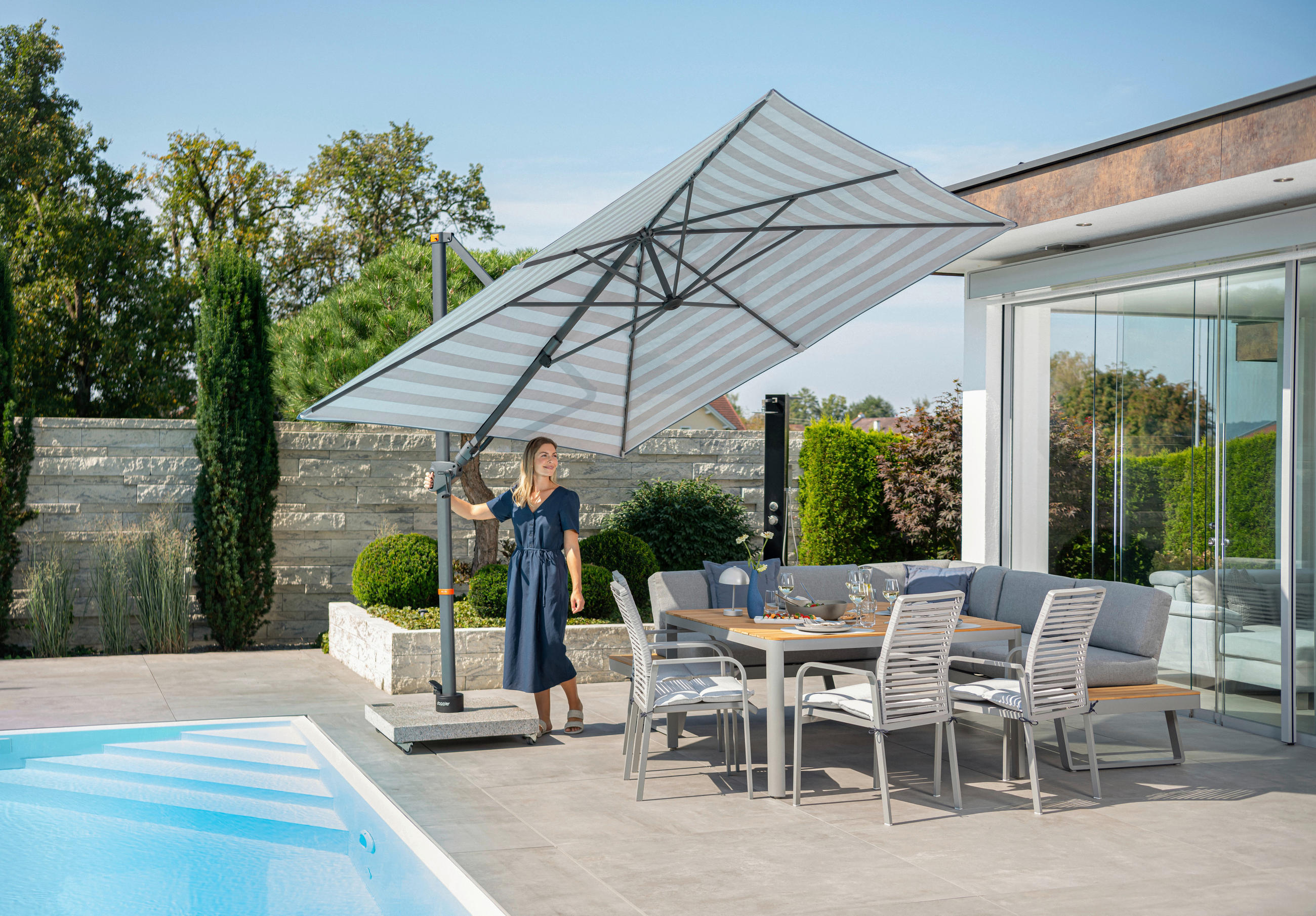 AMPELSCHIRM  280/280 cm  - Anthrazit/Grau, Basics, Textil/Metall (280/280cm) - Doppler