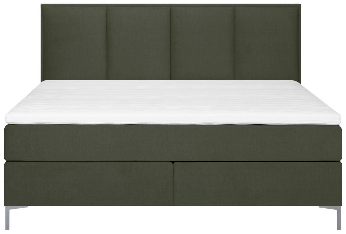 BOXSPRINGBETT 180/200 cm  in Dunkelgrün  - Dunkelgrün/Alufarben, Modern, Textil (180/200cm) - MID.YOU