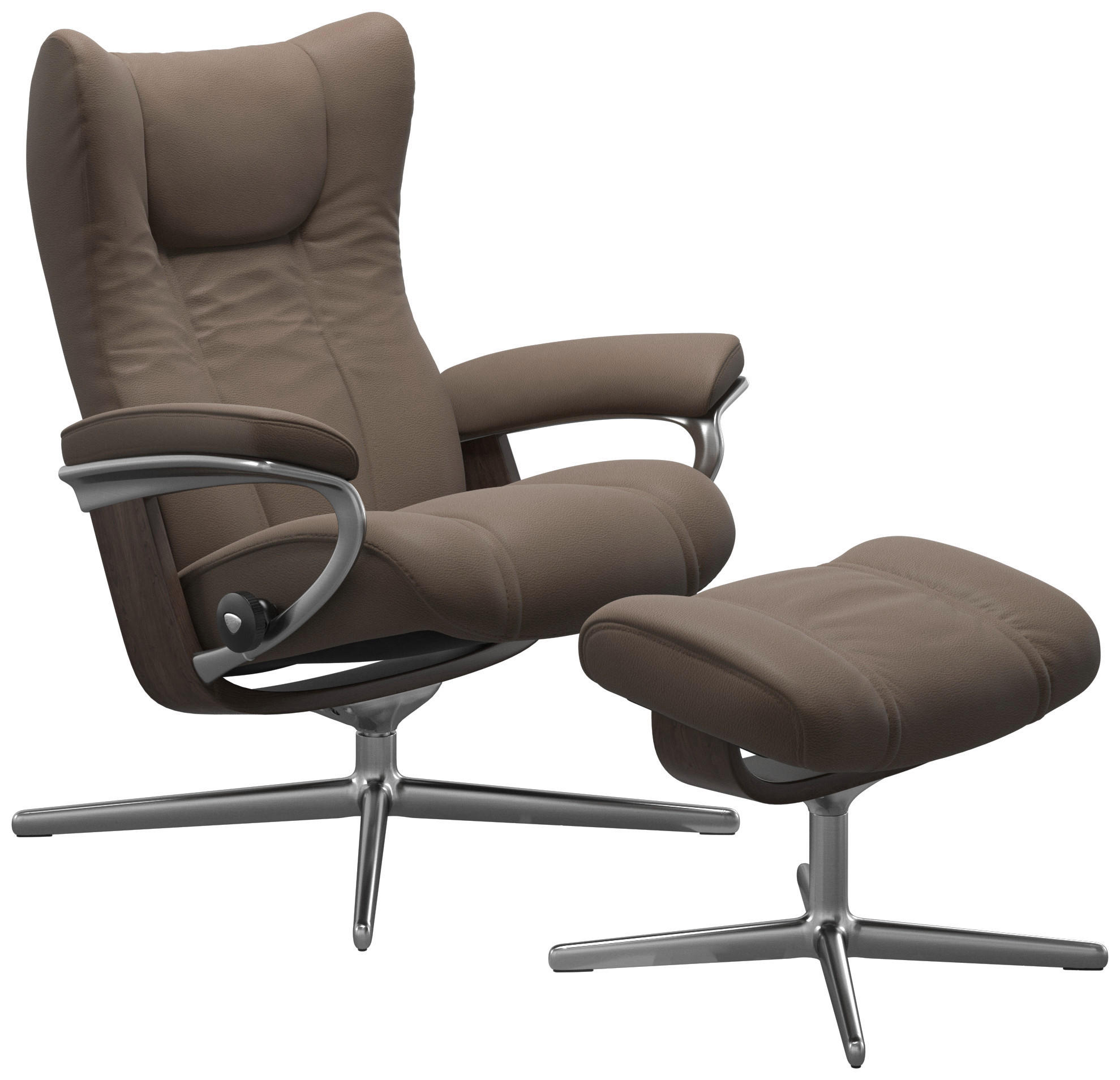 RELAXSESSELSET Echtleder    - Wengefarben/Alufarben, Design, Leder/Holz (84/103/72cm) - Stressless