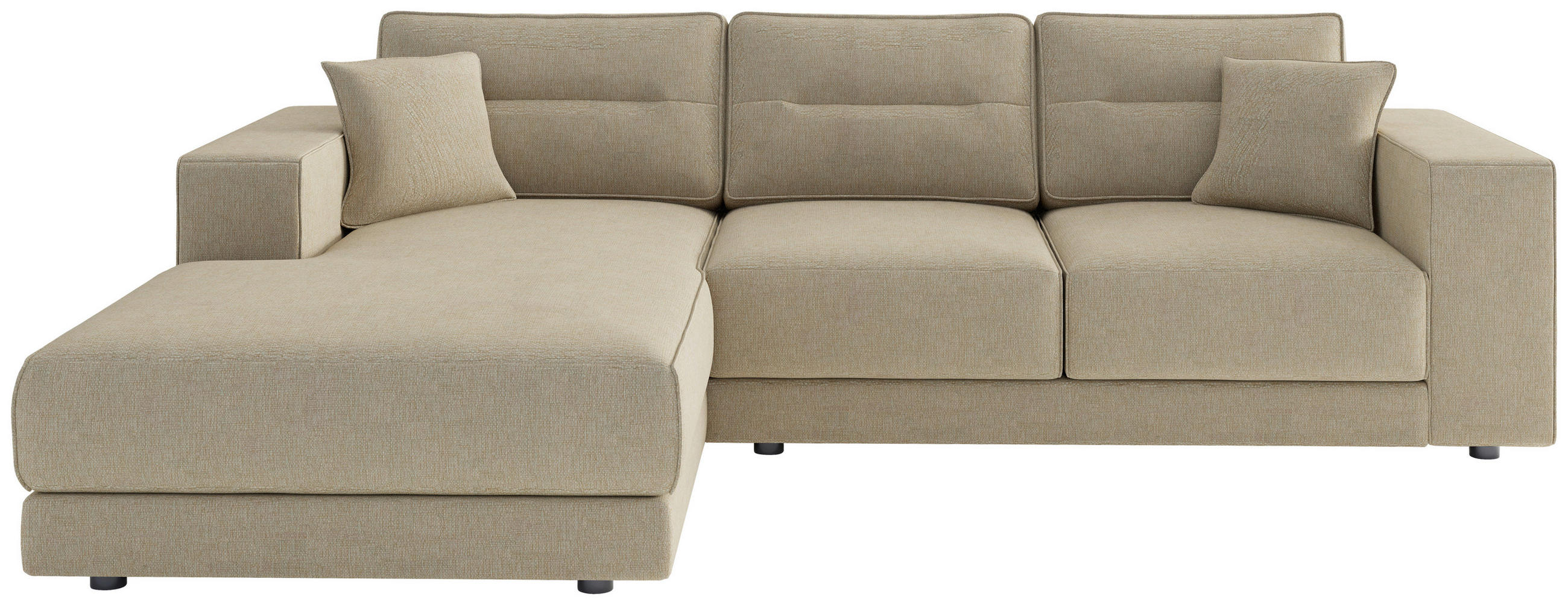 ECKSOFA Verona Champagner Flachgewebe  - Champagner, Design, Kunststoff/Textil (195/272cm) - Livetastic
