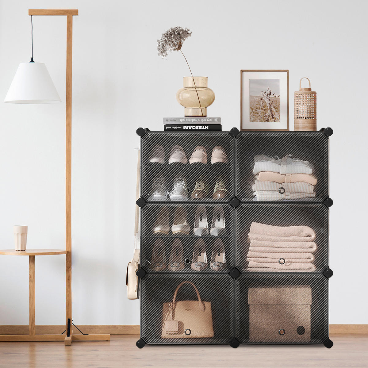 REGÁL NA TOPÁNKY, čierna, biela, 82/92/32 cm - čierna/biela, Basics, kov/plast (82/92/32cm)