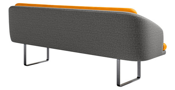 SITZBANK 255/89/68 cm Velours, Flachgewebe Anthrazit, Currygelb Metall  - Currygelb/Anthrazit, Design, Textil/Metall (255/89/68cm) - Dieter Knoll
