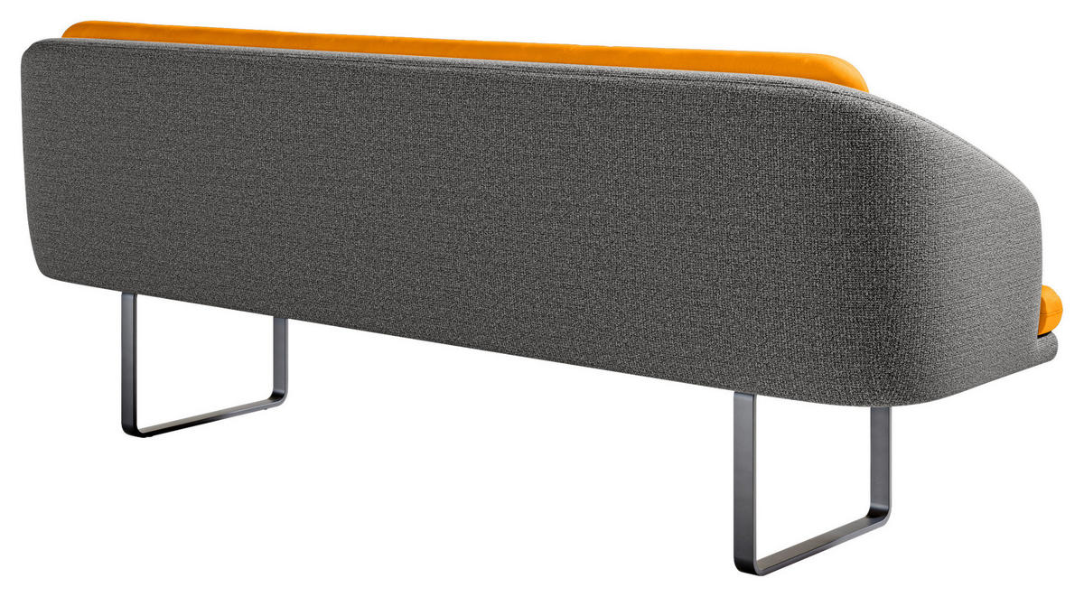 SITZBANK 255/89/68 cm Velours, Flachgewebe Anthrazit, Currygelb Metall  - Currygelb/Anthrazit, Design, Textil/Metall (255/89/68cm) - Dieter Knoll