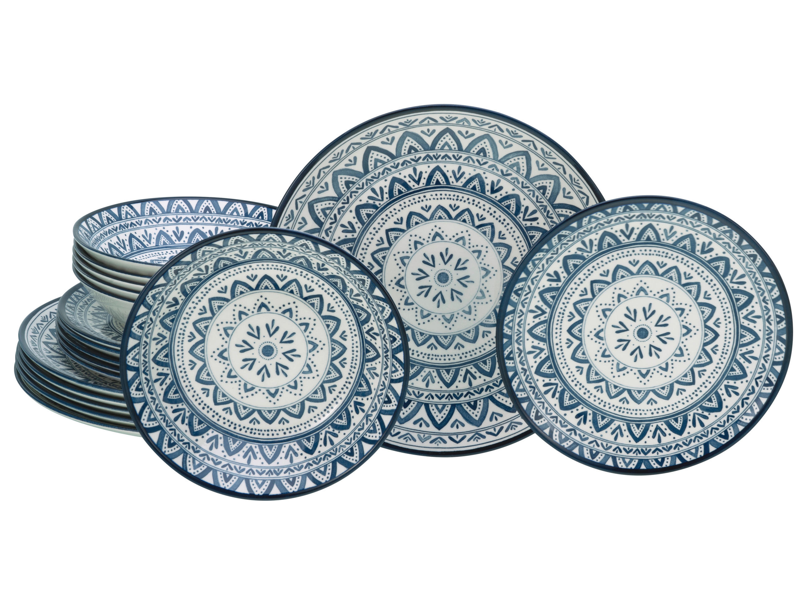 TAFELSERVICE Blau, Multicolor, Weiß 18-teilig Mexico Blue  - Blau/Multicolor, Basics, Keramik - Creatable